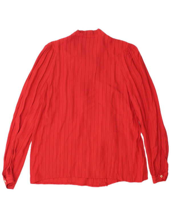 Camicetta vintage da donna con cravatta sul davanti UK 14 grande a righe rosse