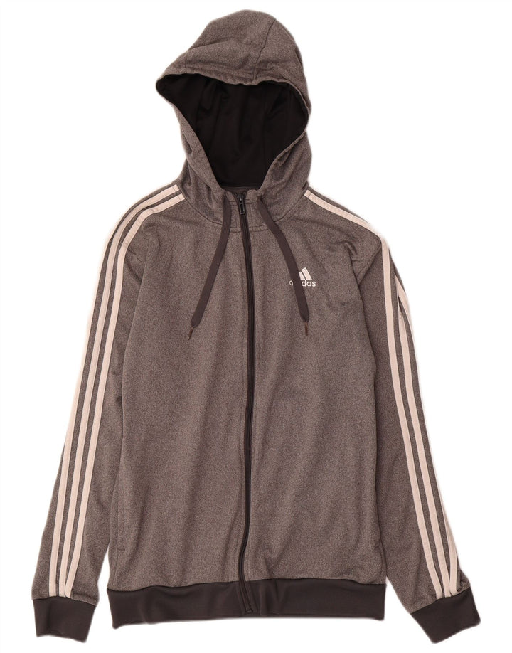 Maglione con cappuccio e zip da uomo Adidas UK 34/36 piccolo poliestere grigio