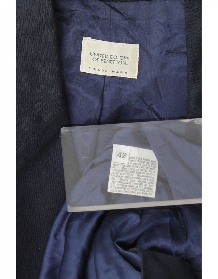 Giacca Blazer a 2 Bottoni da Donna Benetton IT 42 Medio Blu Navy in Cotone