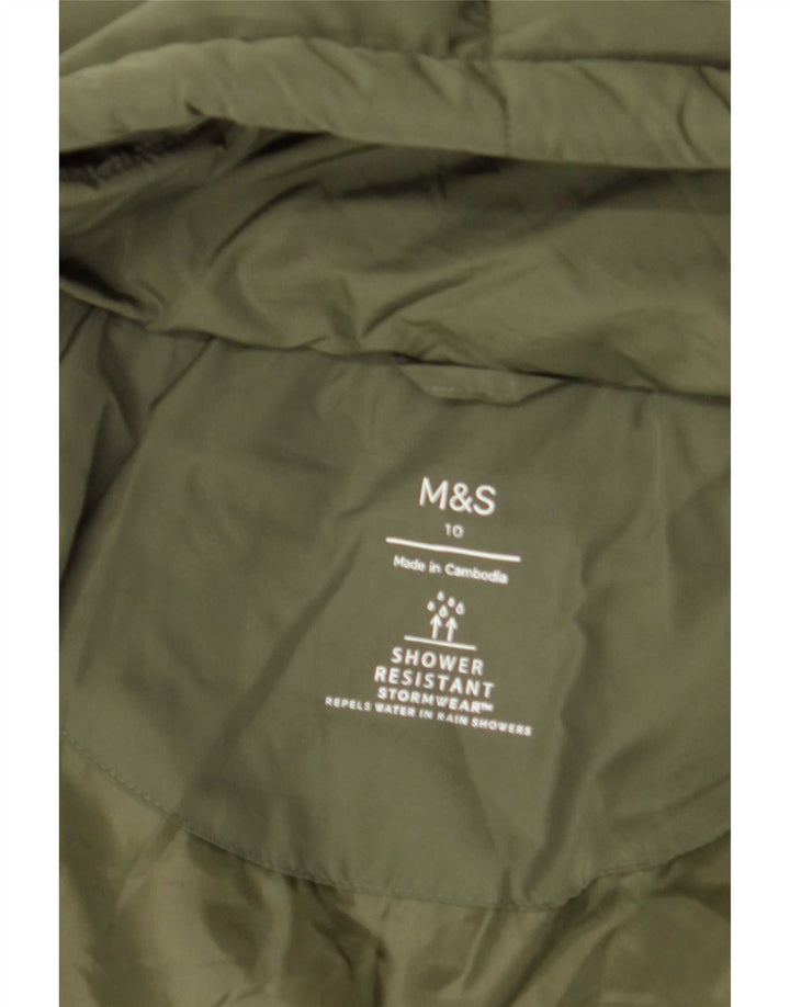 Giacca imbottita oversize con cappuccio da donna Marks & Spencer UK 10 piccola verde