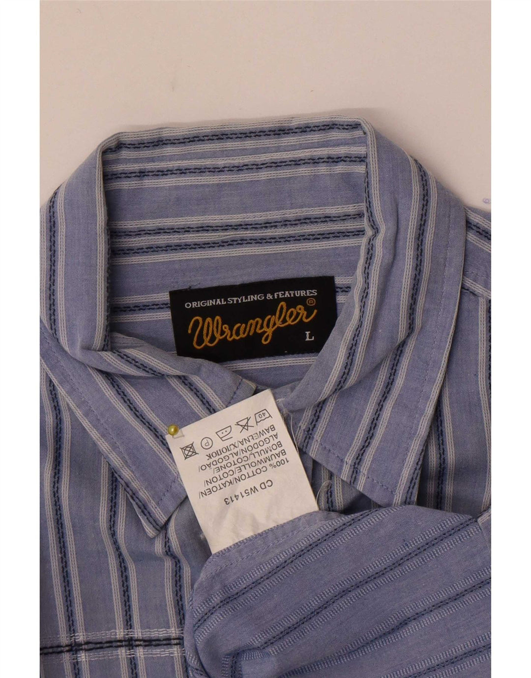 Camicia a maniche corte da uomo Wrangler in cotone a righe grandi blu