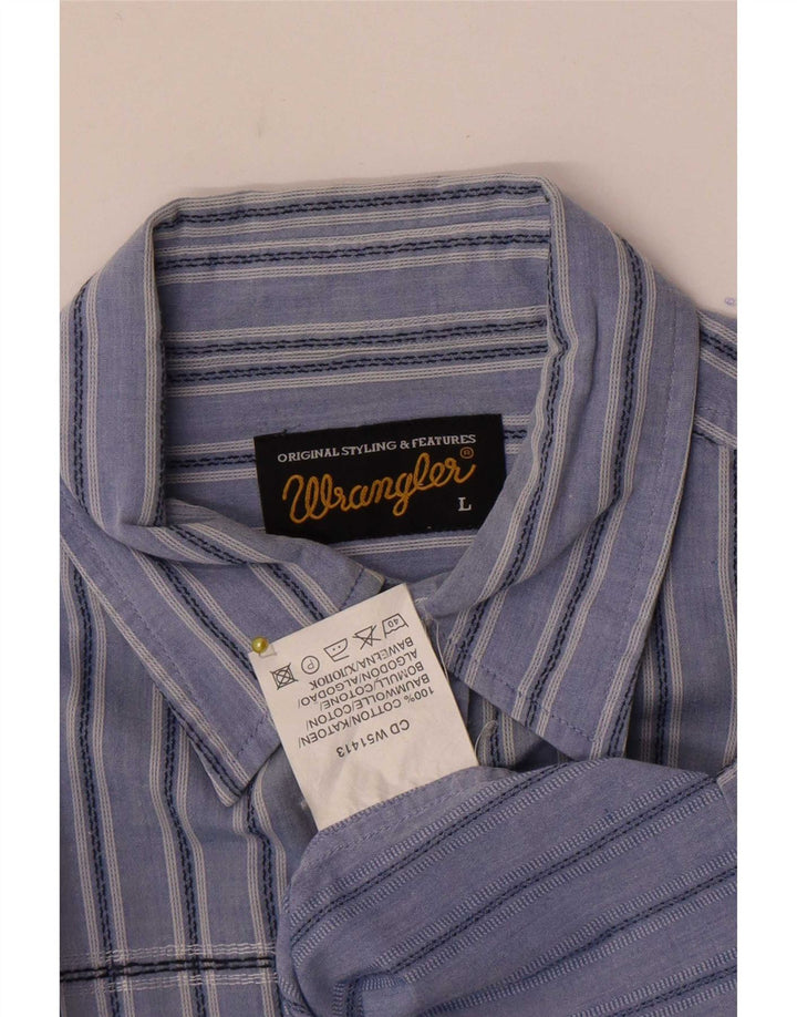 Camicia a maniche corte da uomo Wrangler in cotone a righe grandi blu