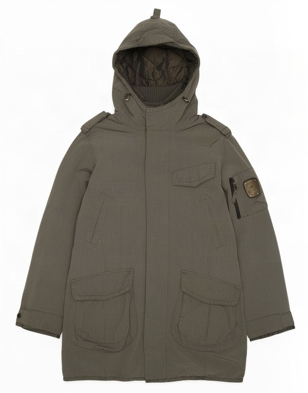 Giacca Parka militare con cappuccio da uomo Dekker UK 36 Small Grigio Poliammide