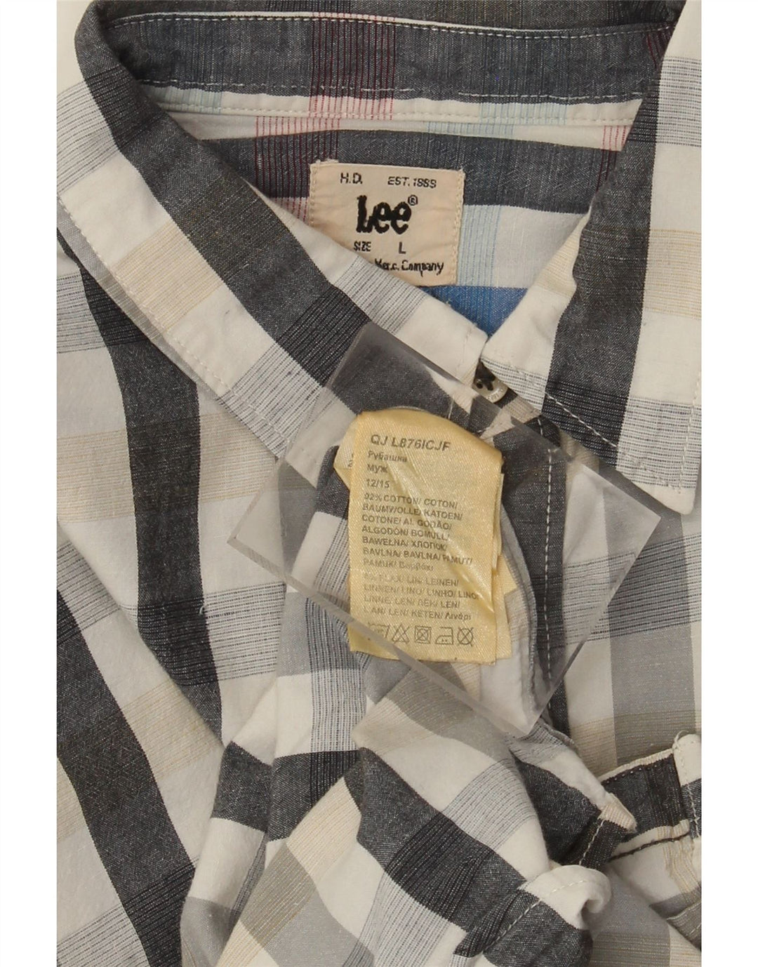 Camicia da uomo Lee in cotone a quadri grandi grigi