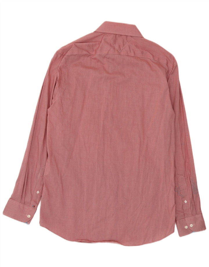 Camicia da uomo Tommy Hilfiger Flex Slim Fit taglia 16 grande pied de poule rosso