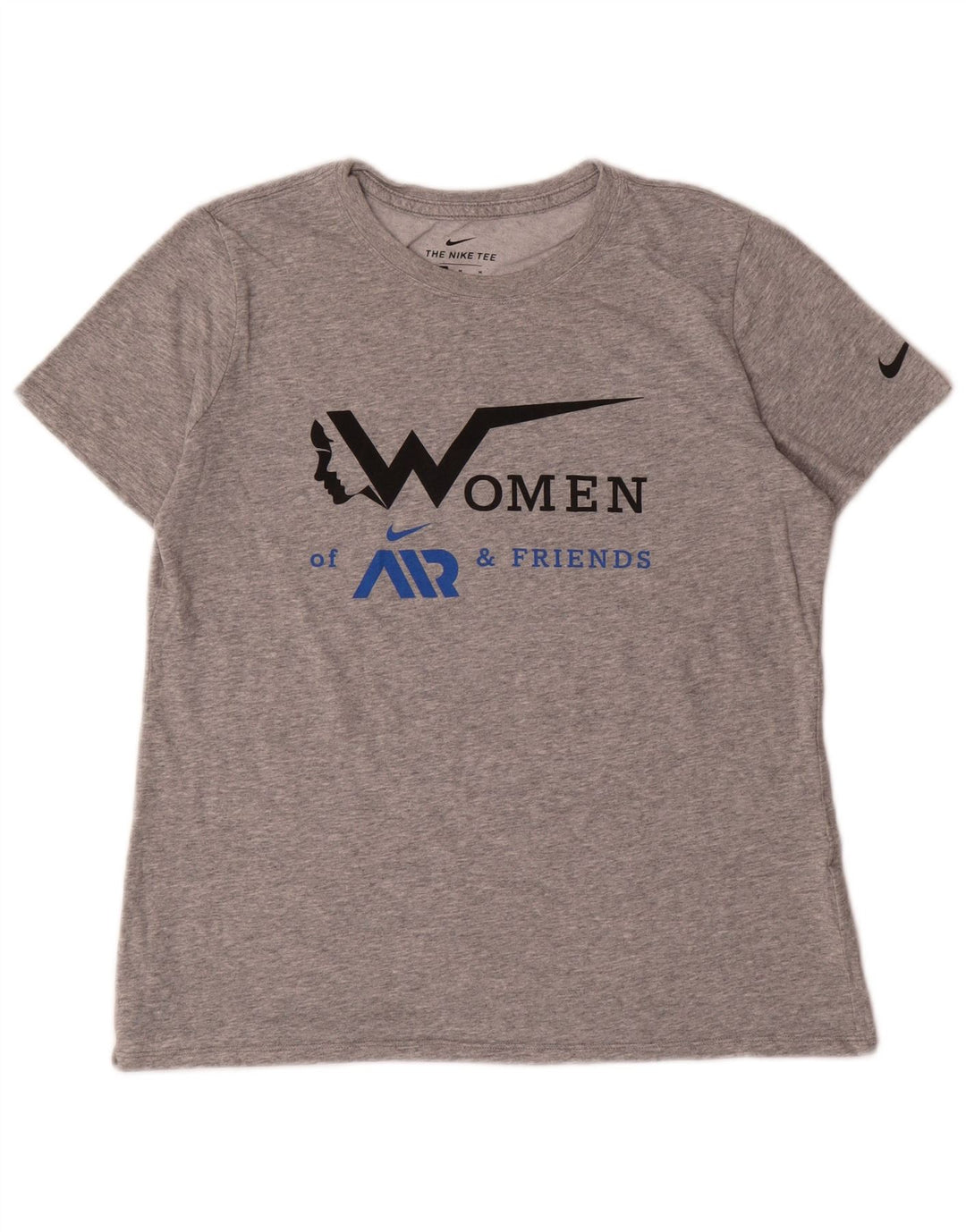NIKE T-shirt grafica Dri Fit da donna Top UK 14 Cotone grigio medio