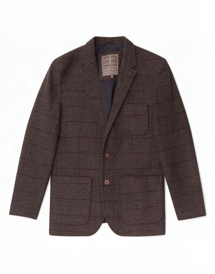 Giacca blazer da uomo a 2 bottoni Jasper Conran UK 40 grande lana a quadri grigi