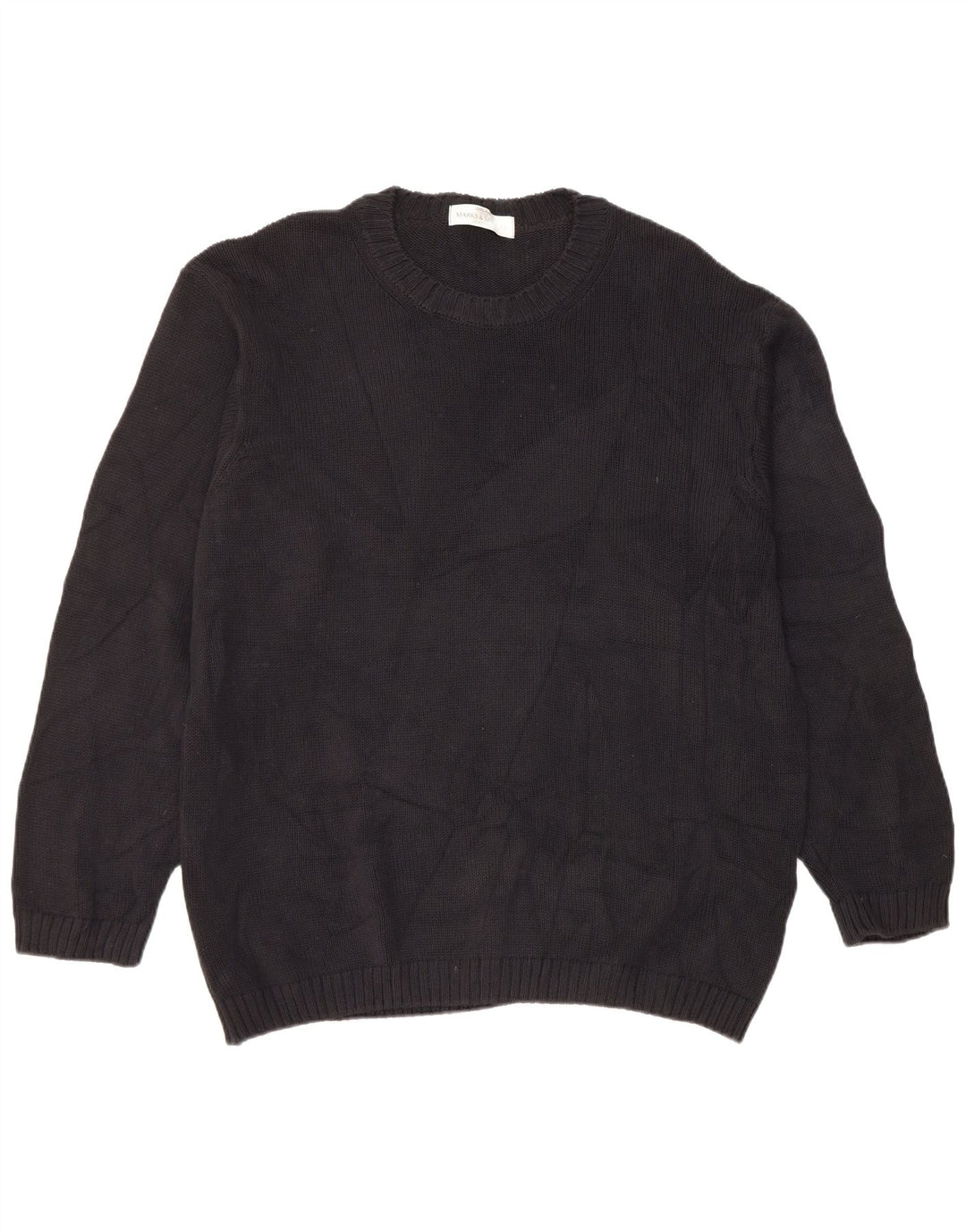 Maglione maglione girocollo da uomo Marks & Spencer grande cotone nero