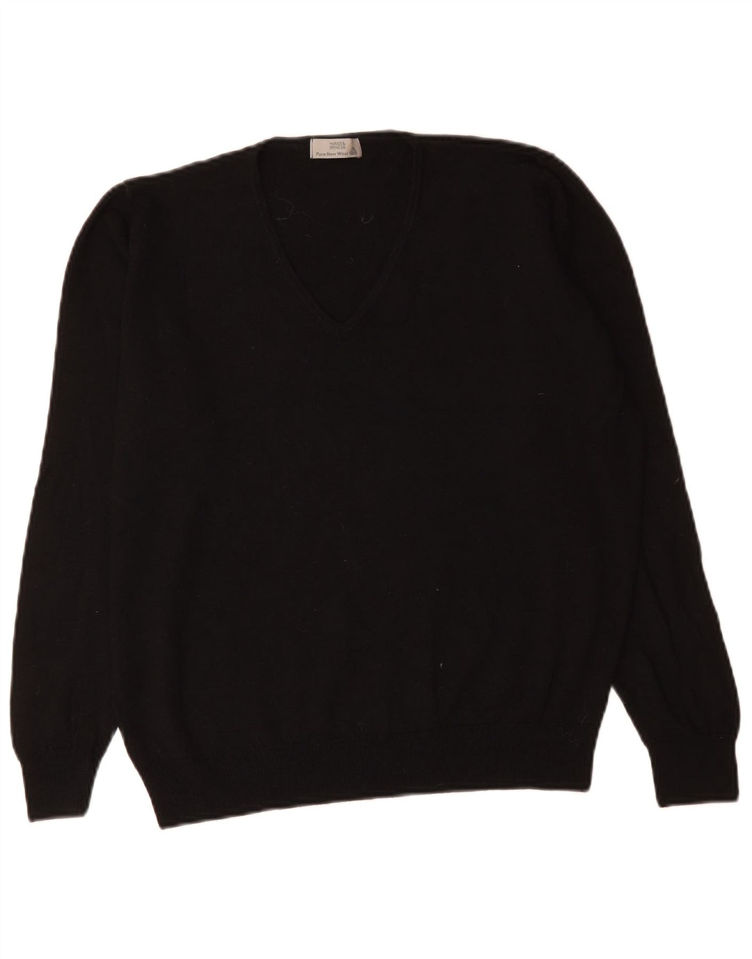 Maglione maglione con scollo a V vestibilità ampia da donna Marks & Spencer UK 14 medio nero