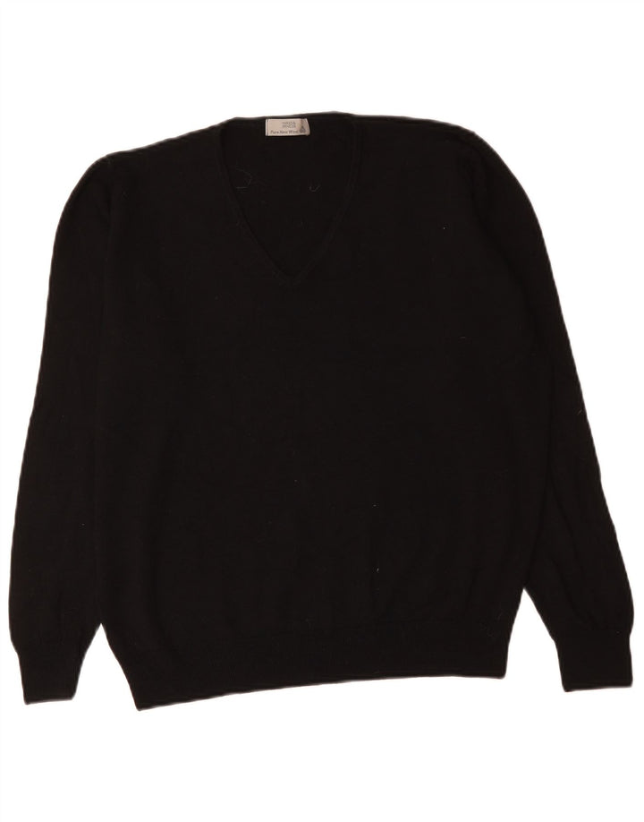 Maglione maglione con scollo a V vestibilità ampia da donna Marks & Spencer UK 14 medio nero