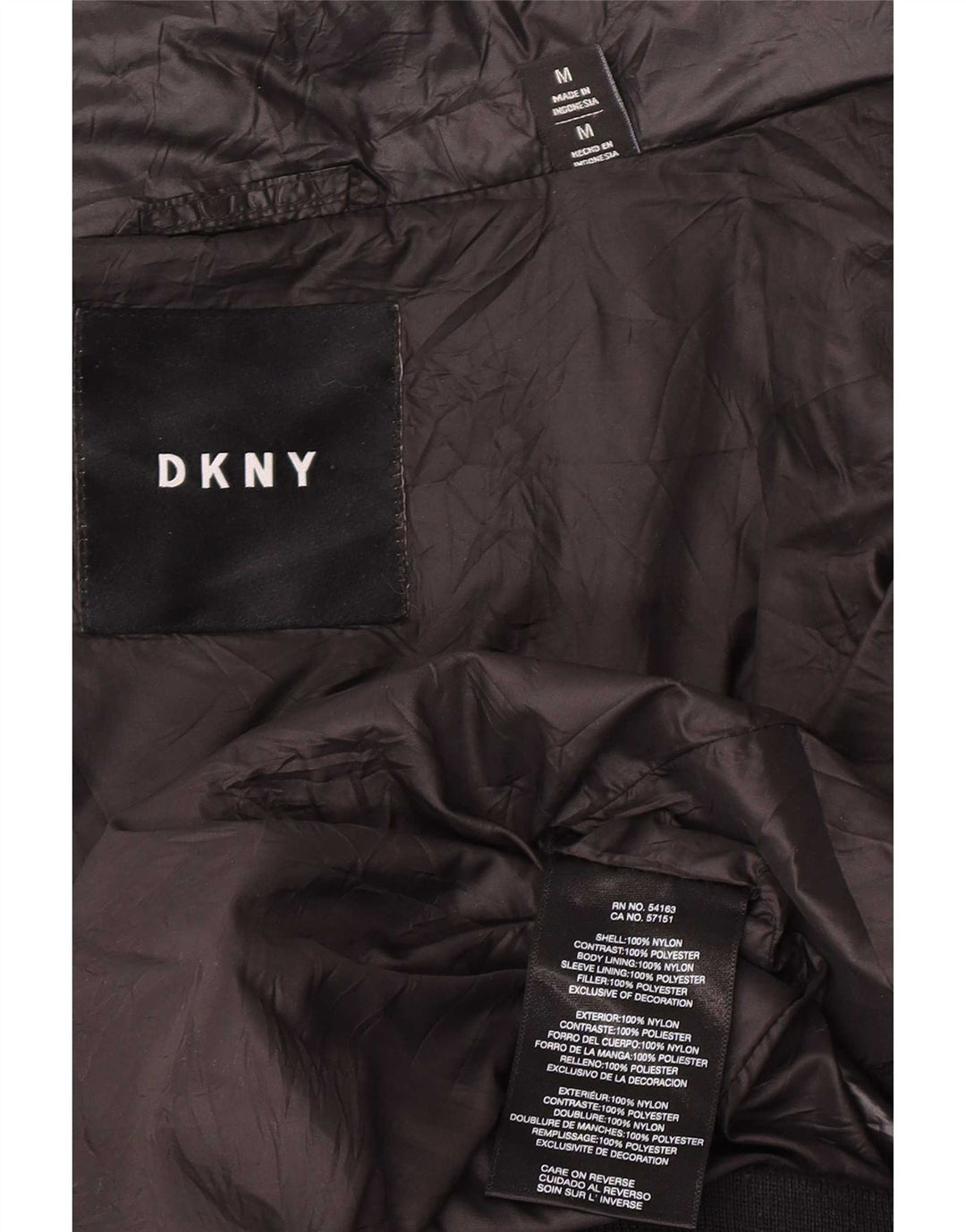 Giacca imbottita grafica da uomo Dkny UK 38 nylon color block nero medio