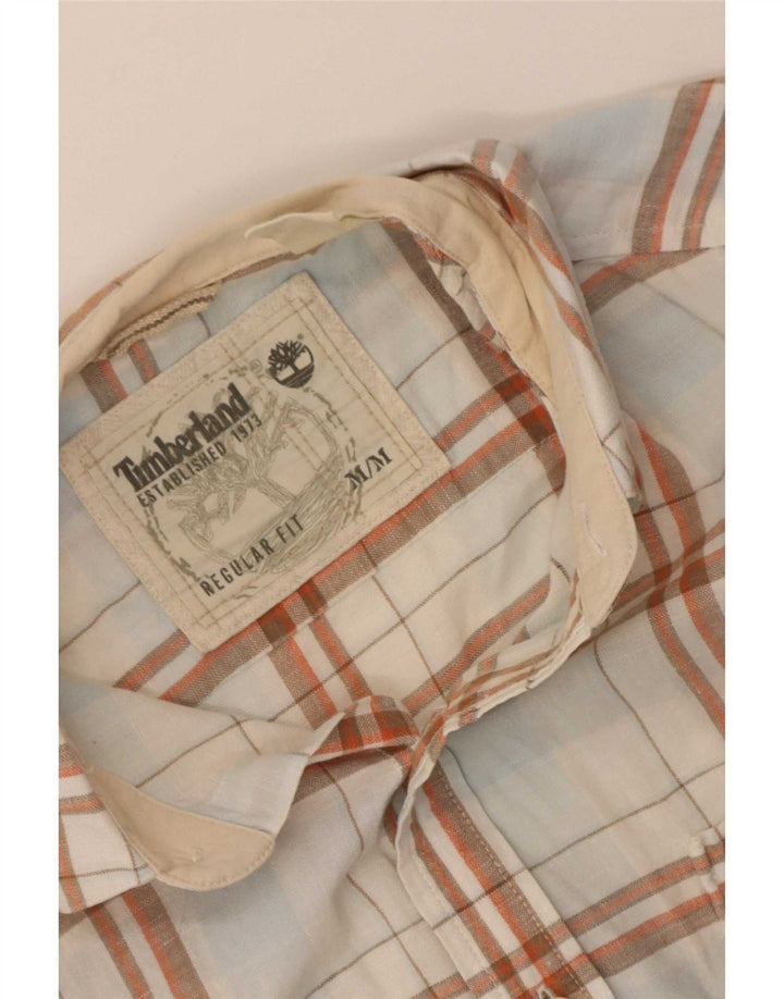Camicia a maniche corte vestibilità regolare da uomo Timberland a quadri bianchi medi