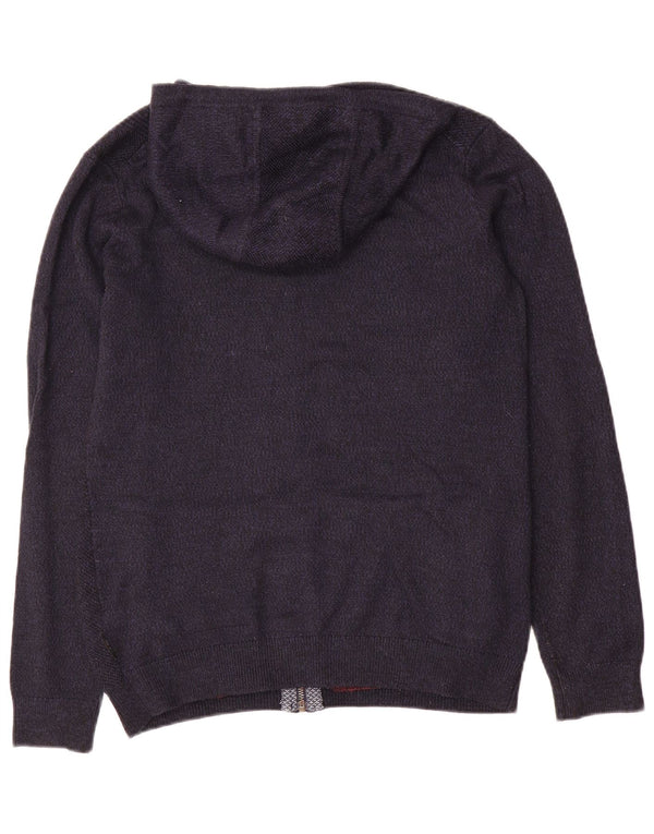 Maglione cardigan con zip intera e cappuccio da uomo Ted Baker taglia 2 piccolo blu navy