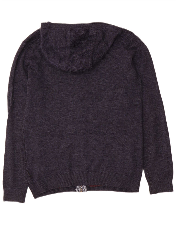 Maglione cardigan con zip intera e cappuccio da uomo Ted Baker taglia 2 piccolo blu navy