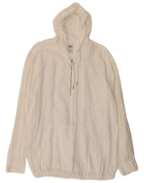Maglione con cappuccio e zip, vestibilità rilassata, da uomo, Zara, grande, bianco