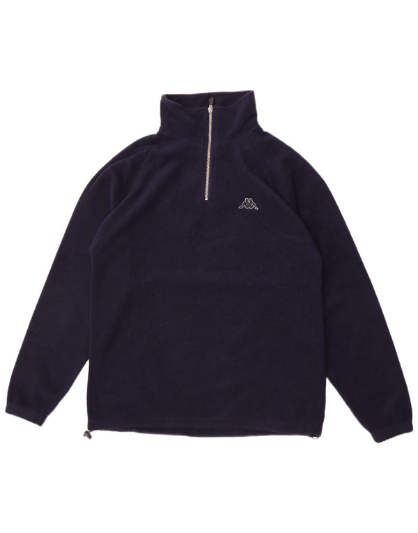 Maglione in pile da uomo Kappa con zip e collo grande in poliestere blu navy