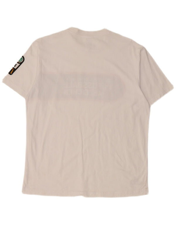 T-shirt grafica da uomo Adidas Top grande in cotone color block bianco