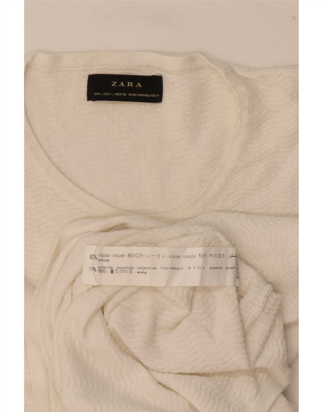 Maglione Zara da uomo girocollo grande in viscosa bianca