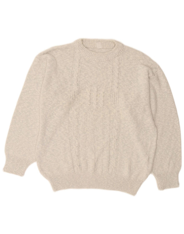 Maglione maglione girocollo da donna vintage UK 18 XL Grigio