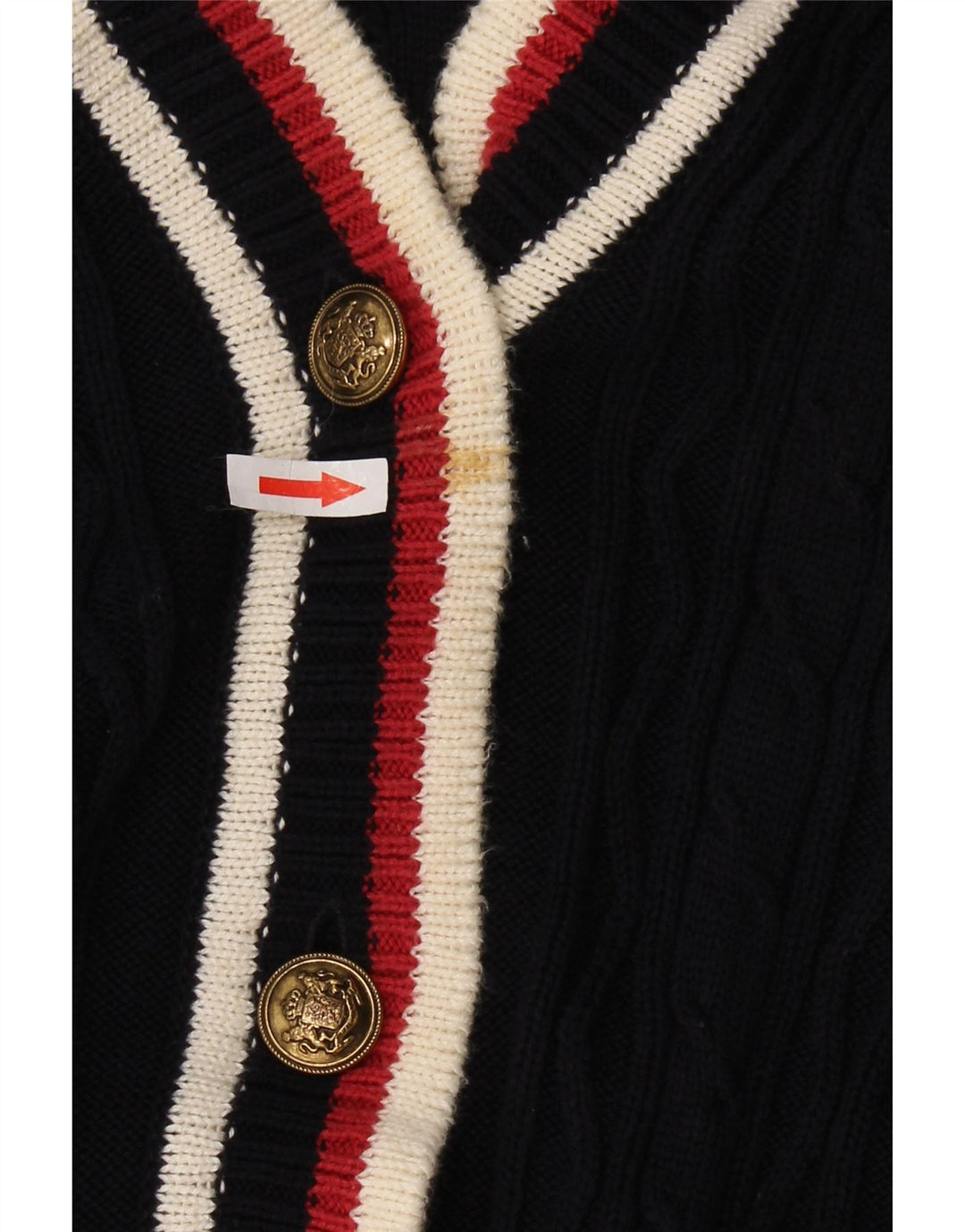 JAEGER Maglione cardigan oversize da donna UK 10 Piccolo blu navy color block