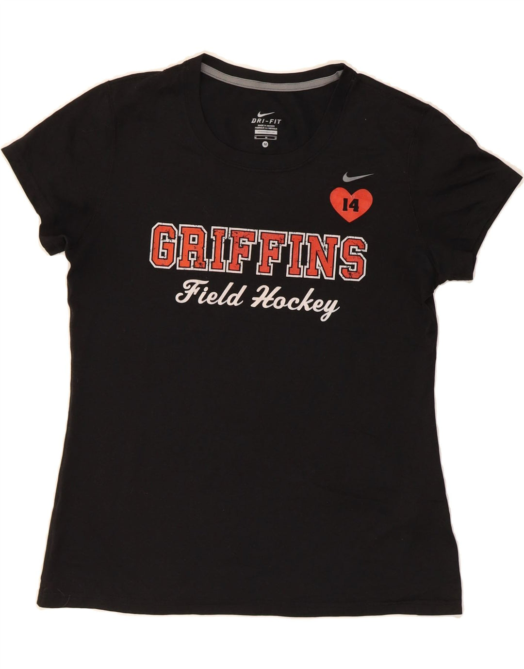 NIKE Womens Dri Fit Graphic T-Shirt Top UK 12 Medium Black Vintage Nike and Second-Hand Nike from Messina Hembry 