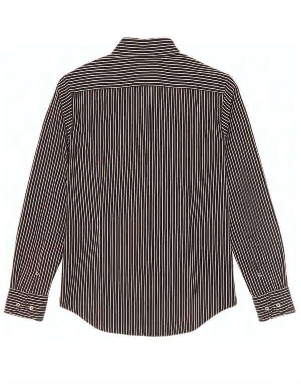 Camicia Benetton Donna UK 12 Cotone Gessato Medio Nero