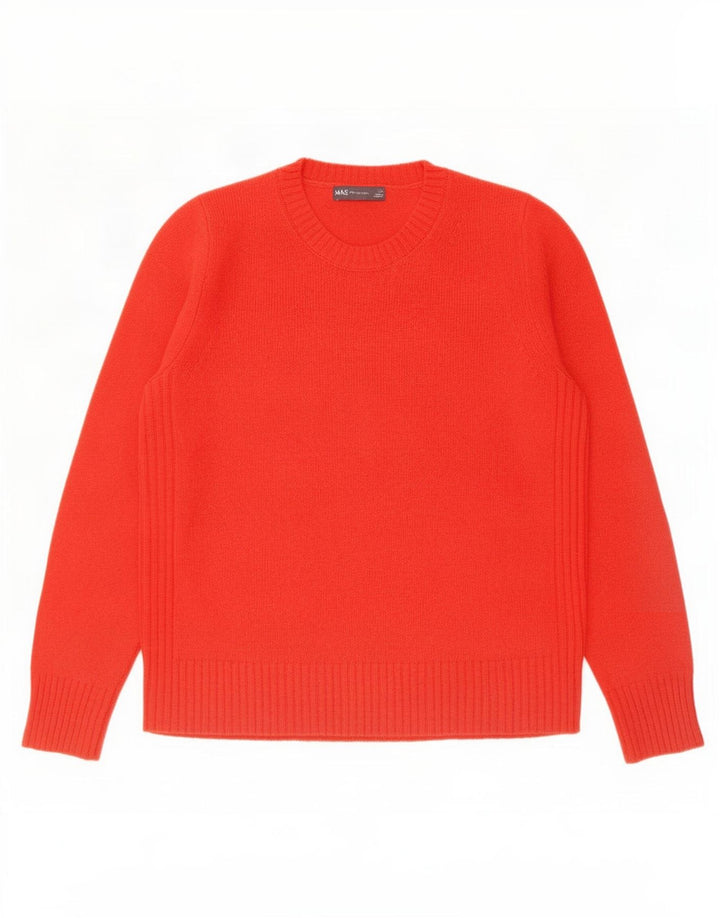 Maglione maglione girocollo da donna Marks & Spencer UK 14 grande lana rossa
