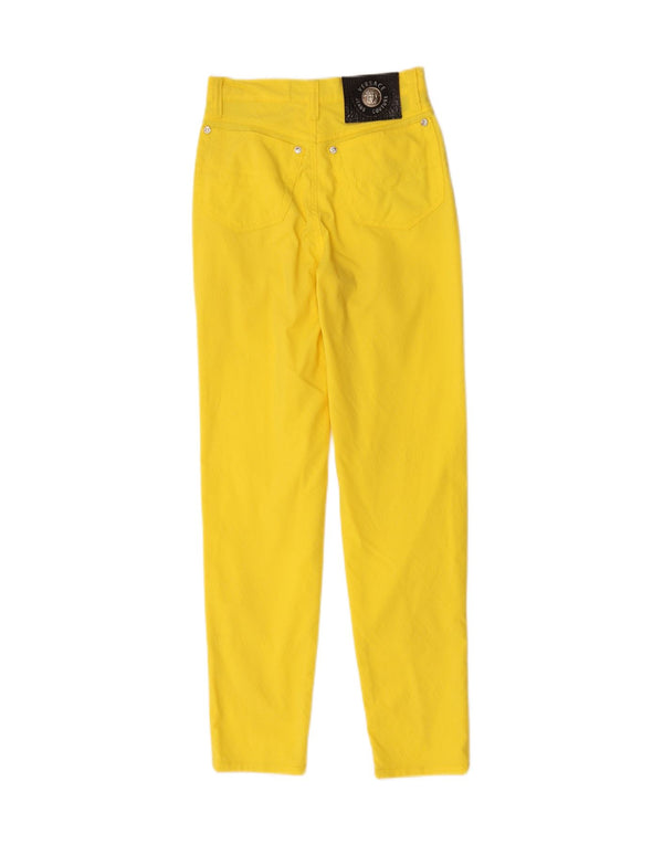 Pantaloni casual slim da donna Versace W26 L27 cotone giallo