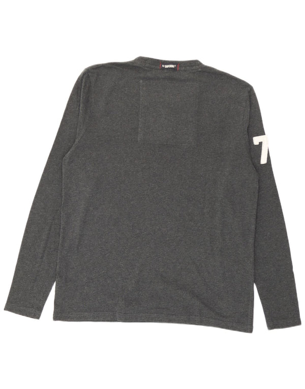 Top grafico da uomo a maniche lunghe Superdry 2XL in cotone grigio