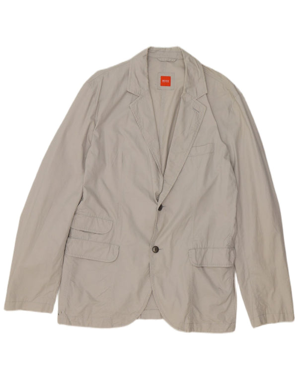 Hugo Boss Mens 2 Button Blazer Jacket UK 52 XL Grey Cotton