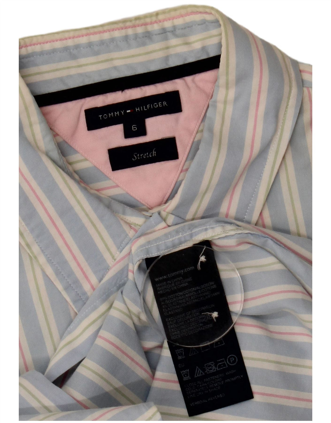 TOMMY HILFIGER Camicia a maniche corte da donna US 6 Cotone a righe blu medio