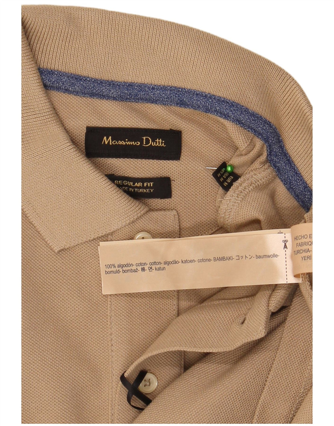 Polo da uomo vestibilità regolare Massimo Dutti in cotone beige medio