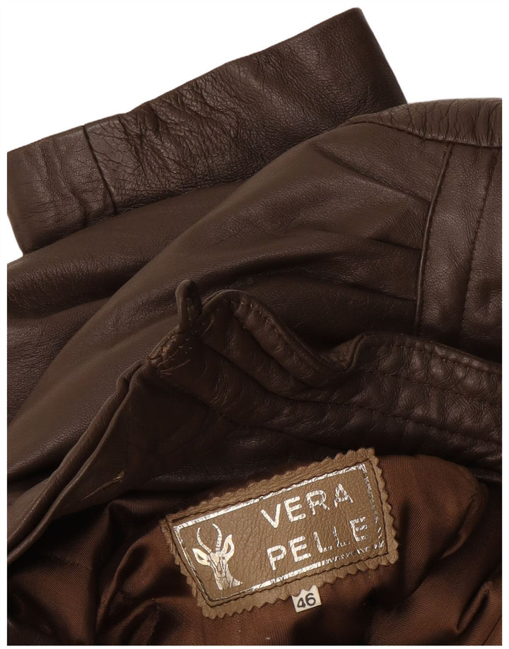 Giacca in pelle da donna vintage IT 46 grande in pelle marrone