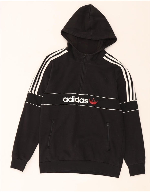 Maglione con cappuccio e zip grafica Adidas da ragazzo, 15-16 anni, a righe nere