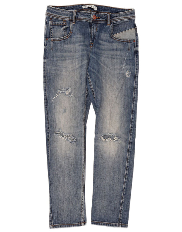 Jeans slim invecchiati Zara da donna EU 36 XS W26 L27 Blu