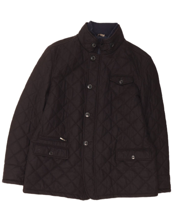 Giacca trapuntata vintage da uomo IT 60 4XL in lana blu navy