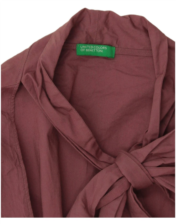 Camicetta a maniche lunghe con allacciatura frontale da donna Benetton Top UK 10 Small Rosa