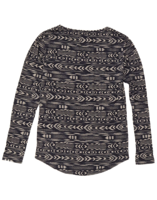Top da donna a maniche lunghe Roxy UK 6 XS poliestere geometrico blu navy