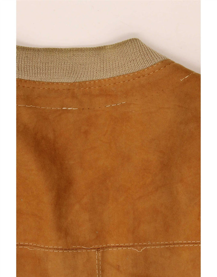 Giubbotto bomber in pelle scamosciata vintage da uomo UK 38 Marrone medio