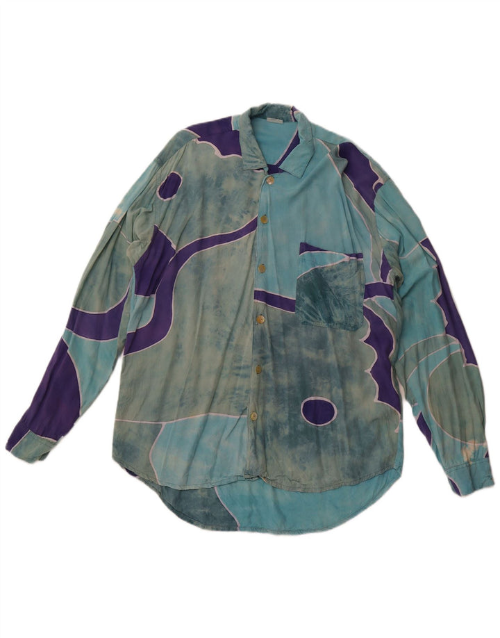 Camicia da uomo con motivo astratto VINTAGE XL Rayon blu