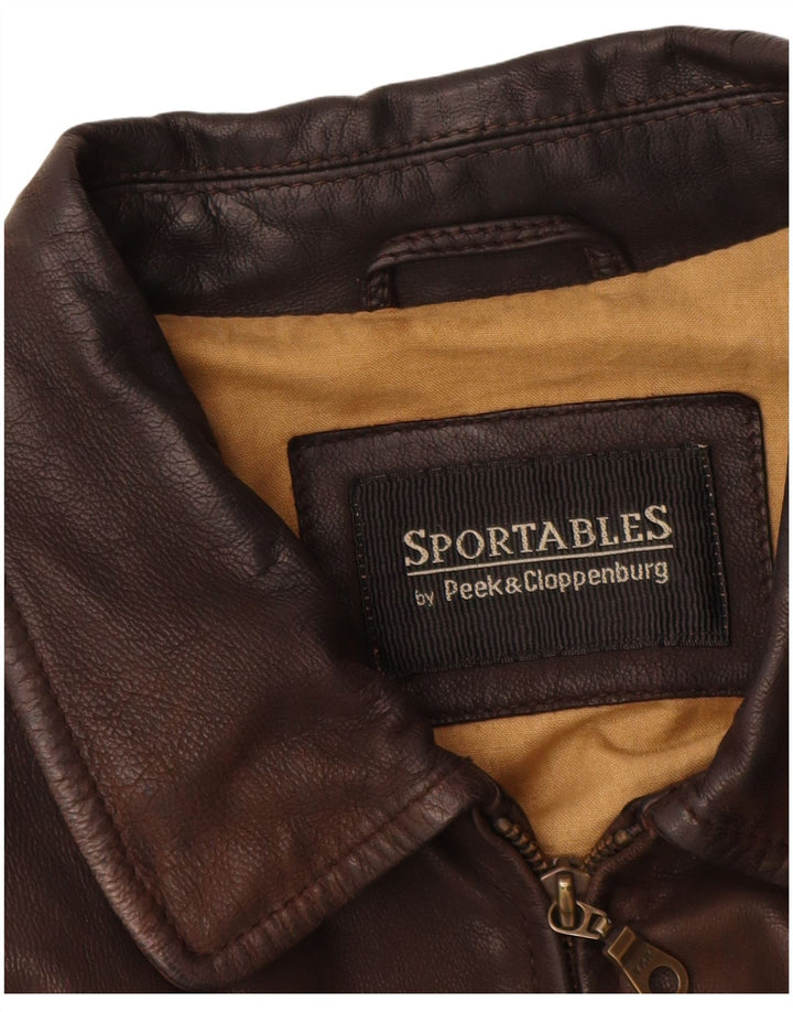 Giacca in pelle da uomo Peek & Cleppenburg UK 40 grande in pelle marrone