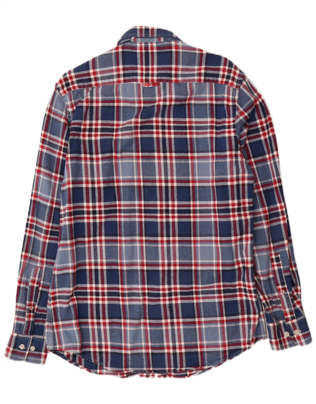 Crew Clothing Camicia da uomo in flanella dal taglio sartoriale, cotone a quadri blu medio