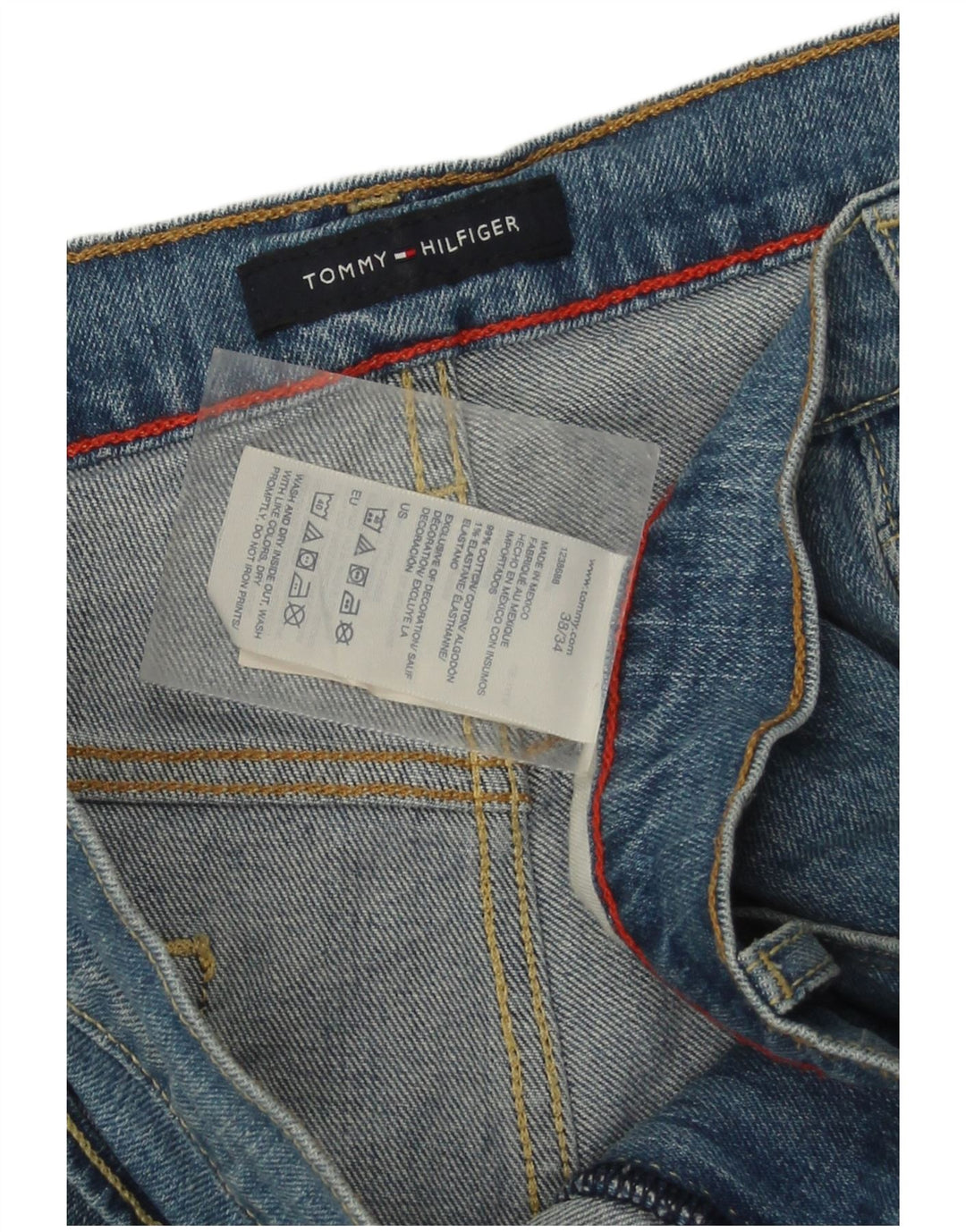 Jeans dritti da uomo Tommy Hilfiger W38 L34 cotone blu