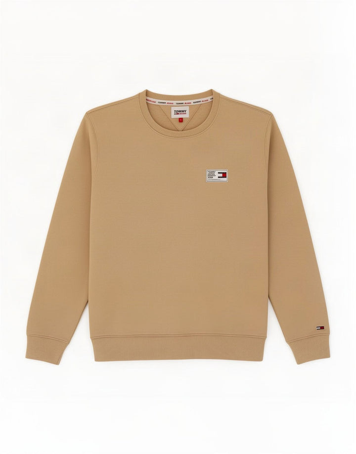 Tommy Hilfiger Uomo Felpa Maglione Piccolo Cotone Beige