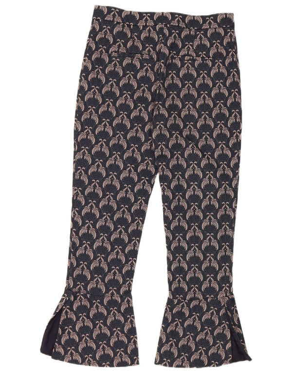 Pinko Womens Graphic Cropped Trousers UK 10 Small W28 L24 Navy Blue