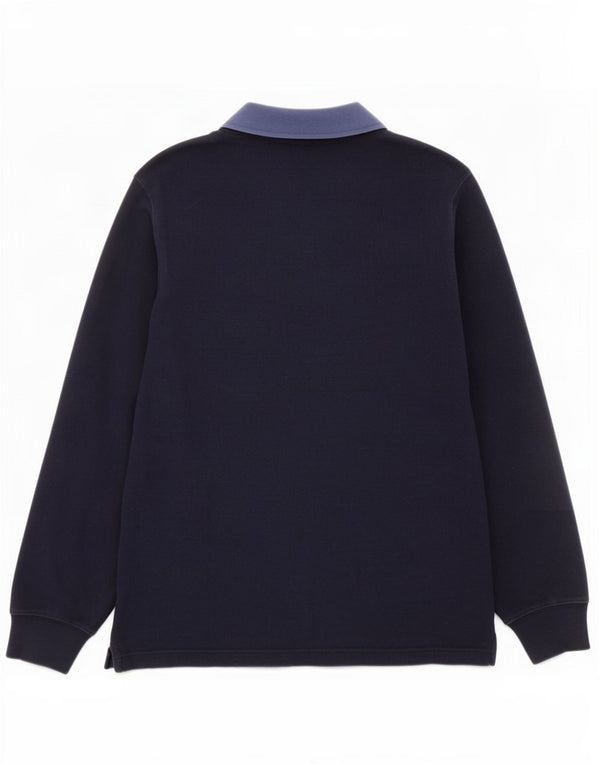 Maglione da uomo con zip e collo Izod in cotone a righe medie blu navy