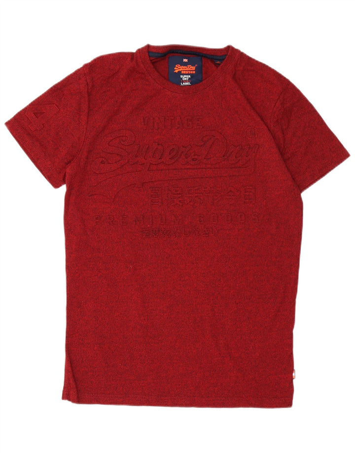 T-shirt grafica da uomo SUPERDRY Top piccolo in cotone screziato bordeaux
