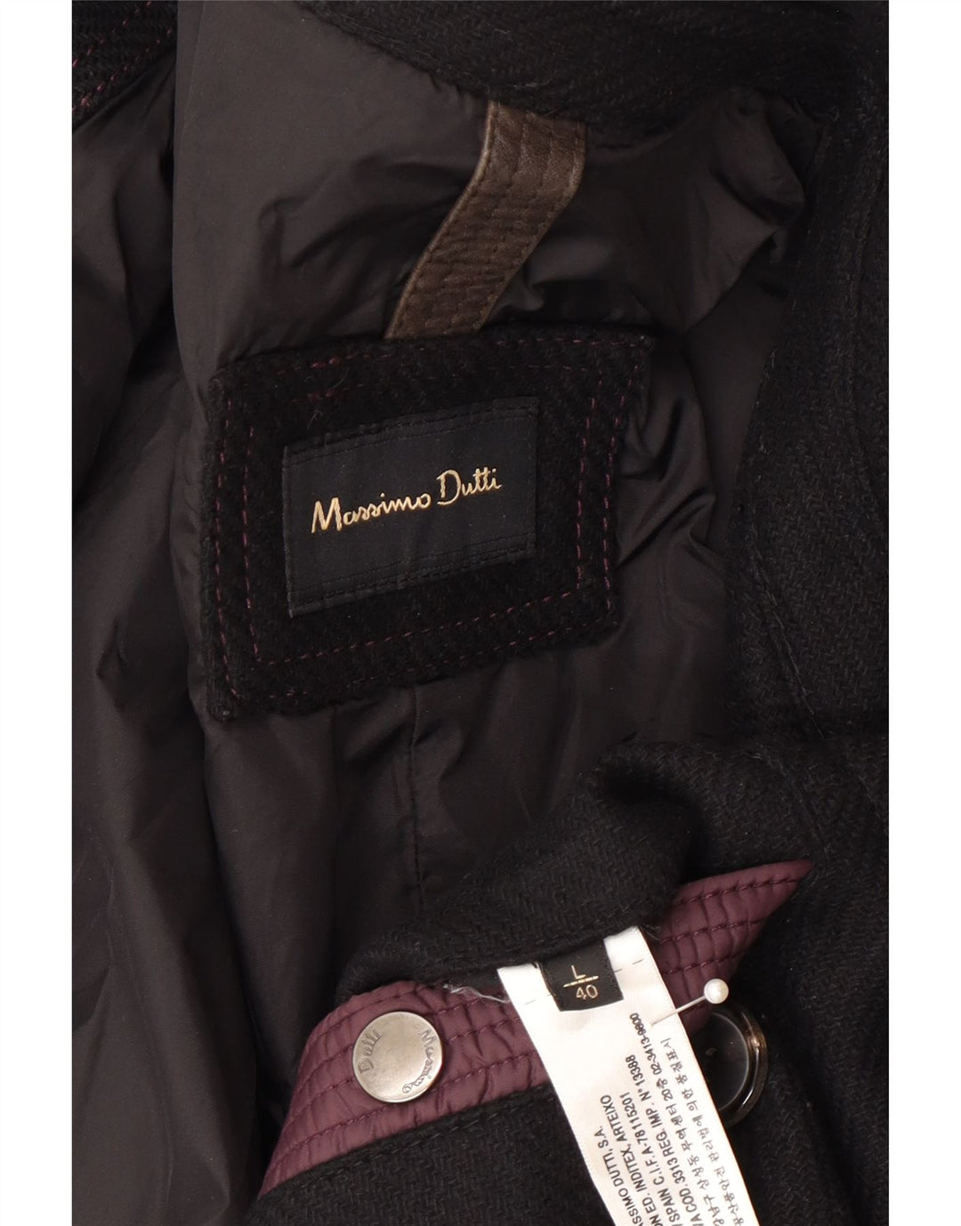 Cappotto da marinaio da uomo Massimo Dutti UK 40 grande nylon nero