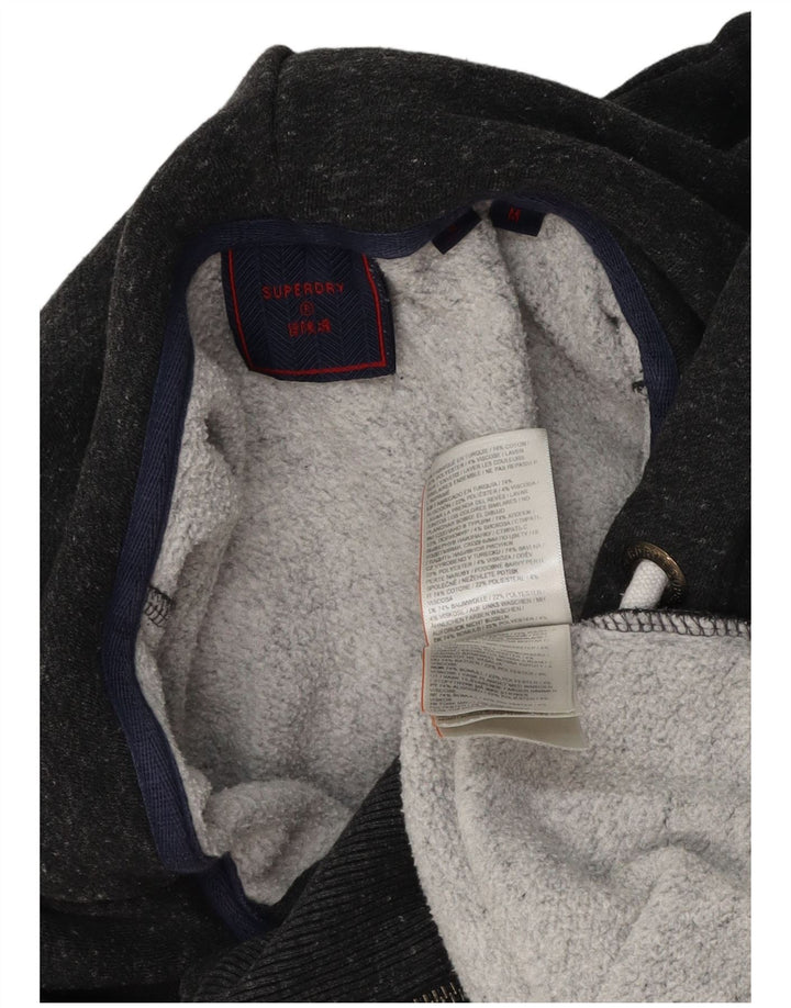 Maglione con cappuccio e zip grafica da uomo Superdry in cotone screziato grigio medio