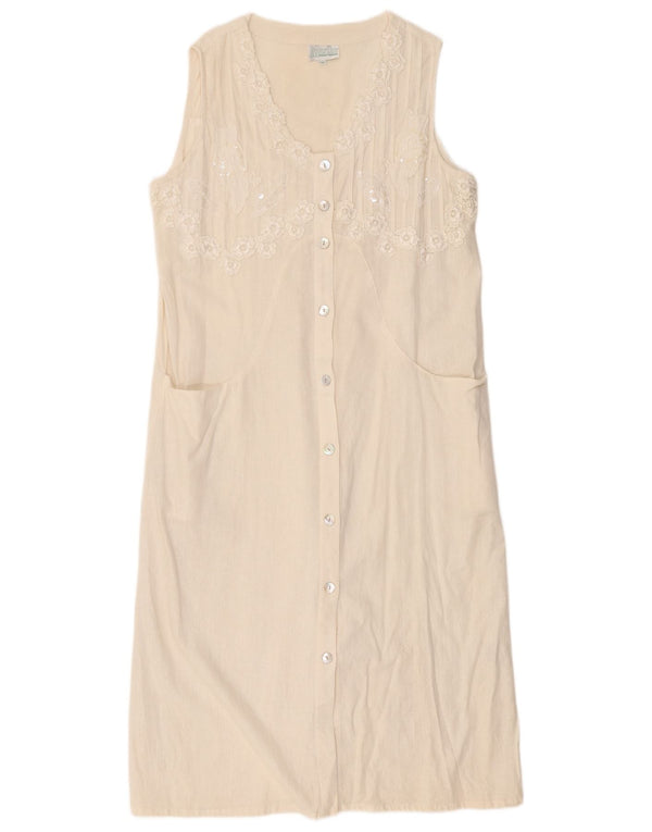 Abito a trapezio senza maniche da donna Marila UK 14 Lino bianco medio